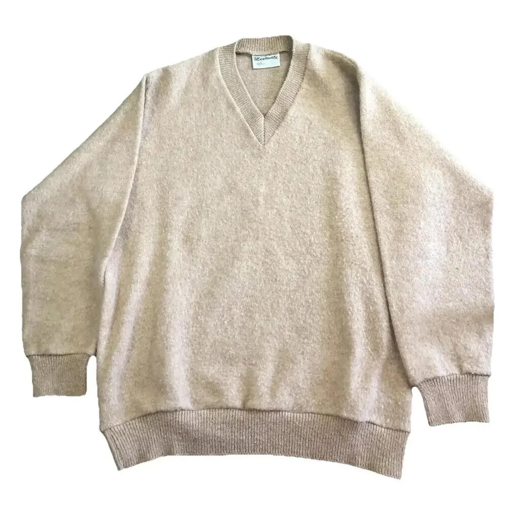 Manawatu 100% Wool V Neck Sweater Brown Mens XL 107cm‎ New Zealand